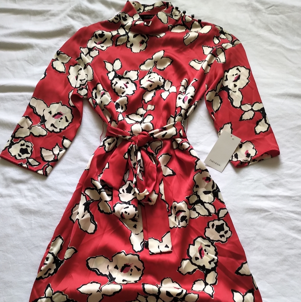 Zara red floral dress